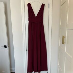 Burgundy Evening Gown with Slit